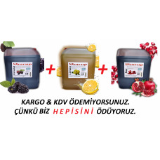 Shurup  Konsantre Meyve Aromalı İçecek 3 ' Lü   Karadut + Limon + Nar 5,7 kg  1+9