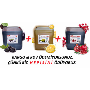 Shurup  Konsantre Meyve Aromalı İçecek 3 ' Lü   Karadut + Limon + Nar 5,7 kg  1+9