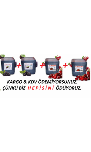 Shurup Konsantre Meyve Aromalı İçecek  2 Adet  Karadut  +  2 Adet Vişne  5,7 kg  1+9