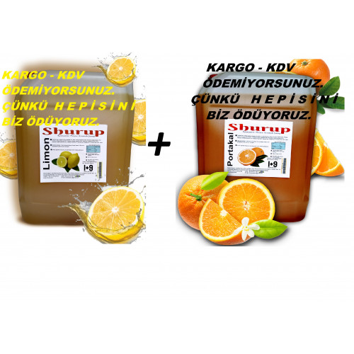 Shurup Konsantre Meyve Aromalı İçecek   2 ' Li  Portakal + Limon  5,7 kg  1+9